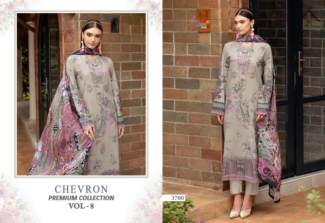 Shree Chevron Premium Collection Vol 8 Chiffon Dupatta Pakistani Suits Wholesale Catalog