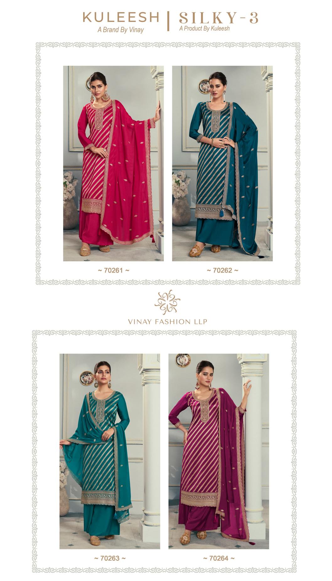 Vinay Kuleesh Silky Vol 3 Designer Salwar Kameez Wholesale Catalog