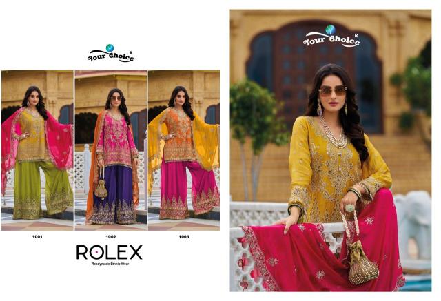 Your choice Rolex Heavy Chinon Salwar Suits Wholesale Catalog