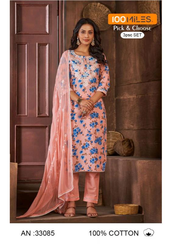 100 Miles AN 33083, 33084, 33085 long cotton kurtis online india