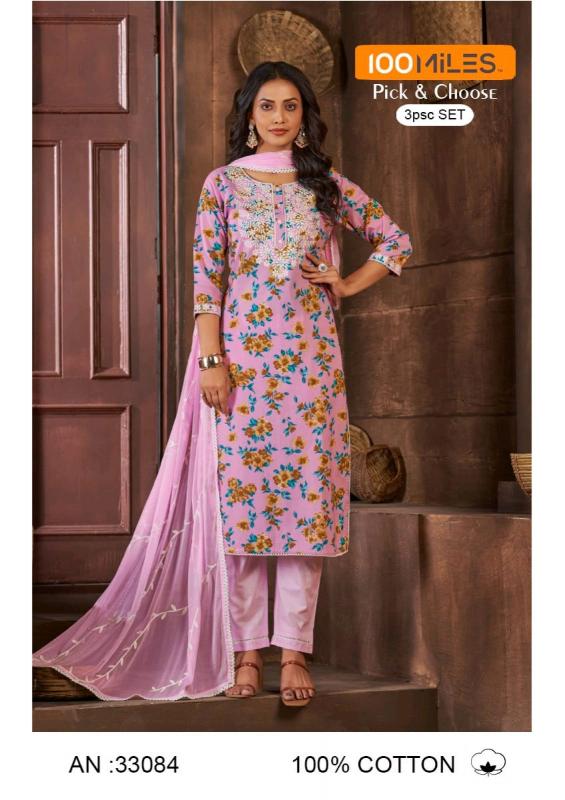 100 Miles AN 33083, 33084, 33085 long cotton kurtis online india