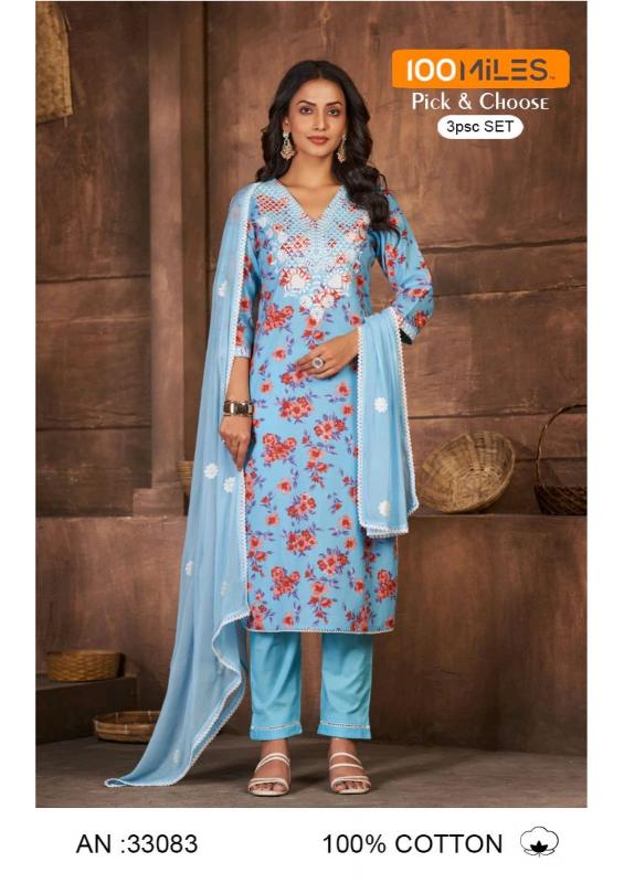 100 Miles AN 33083, 33084, 33085 long cotton kurtis online india