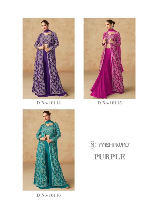 Aashirwad Purple Real Georgette Indowestern for women