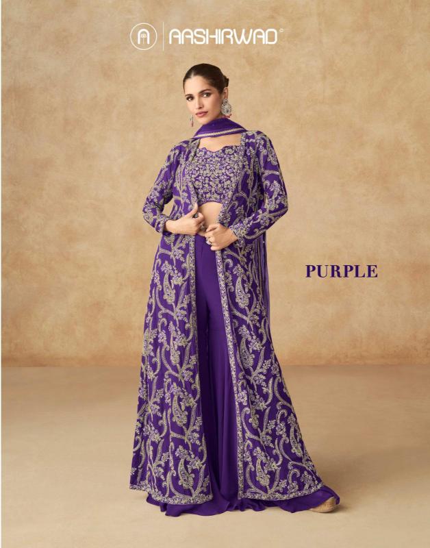 Aashirwad Purple Real Georgette Indowestern for women