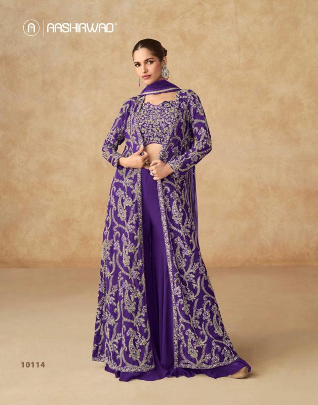 Aashirwad Purple Real Georgette Indowestern for women