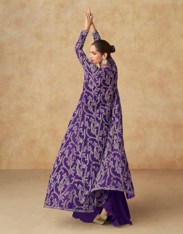 Aashirwad Purple Real Georgette Indowestern for women