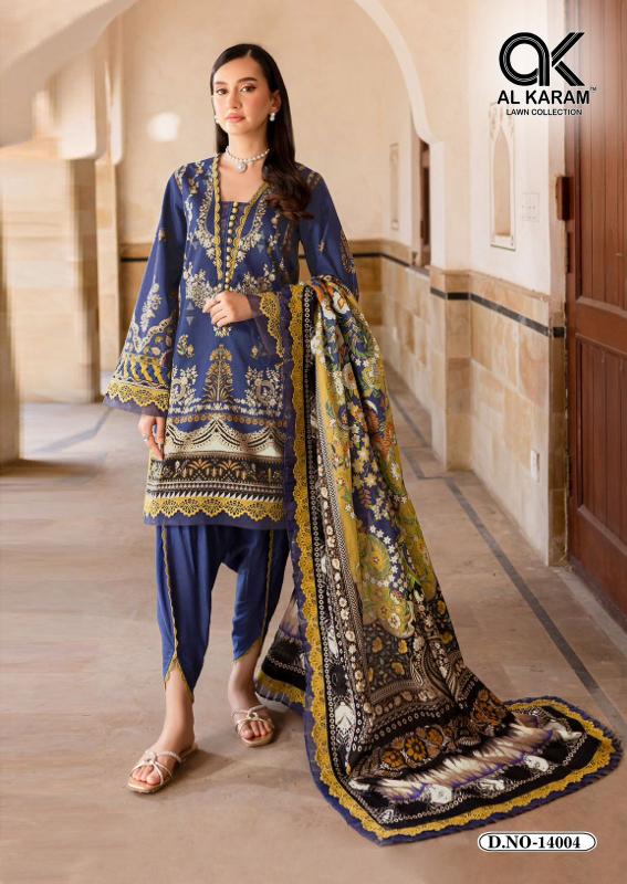 Al karam Kesariya Vol 14 Cambric Cotton Pakistani Lawn suits Wholesale Catalog