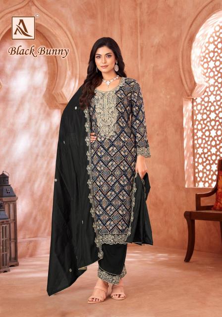 Alok Black Bunny ladies dress material wholesalers in ahmedabad