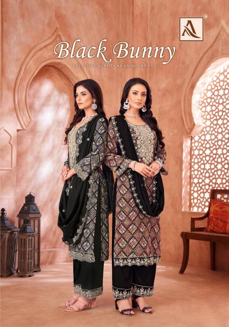 Alok Black Bunny ladies dress material wholesalers in ahmedabad