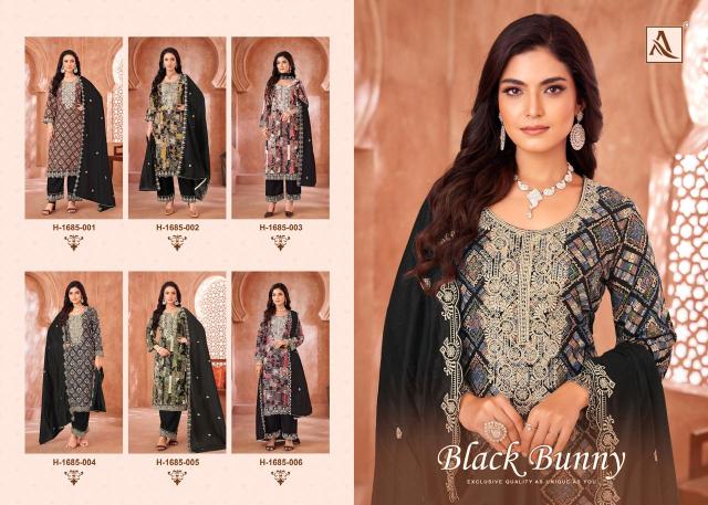 Alok Black Bunny ladies dress material wholesalers in ahmedabad