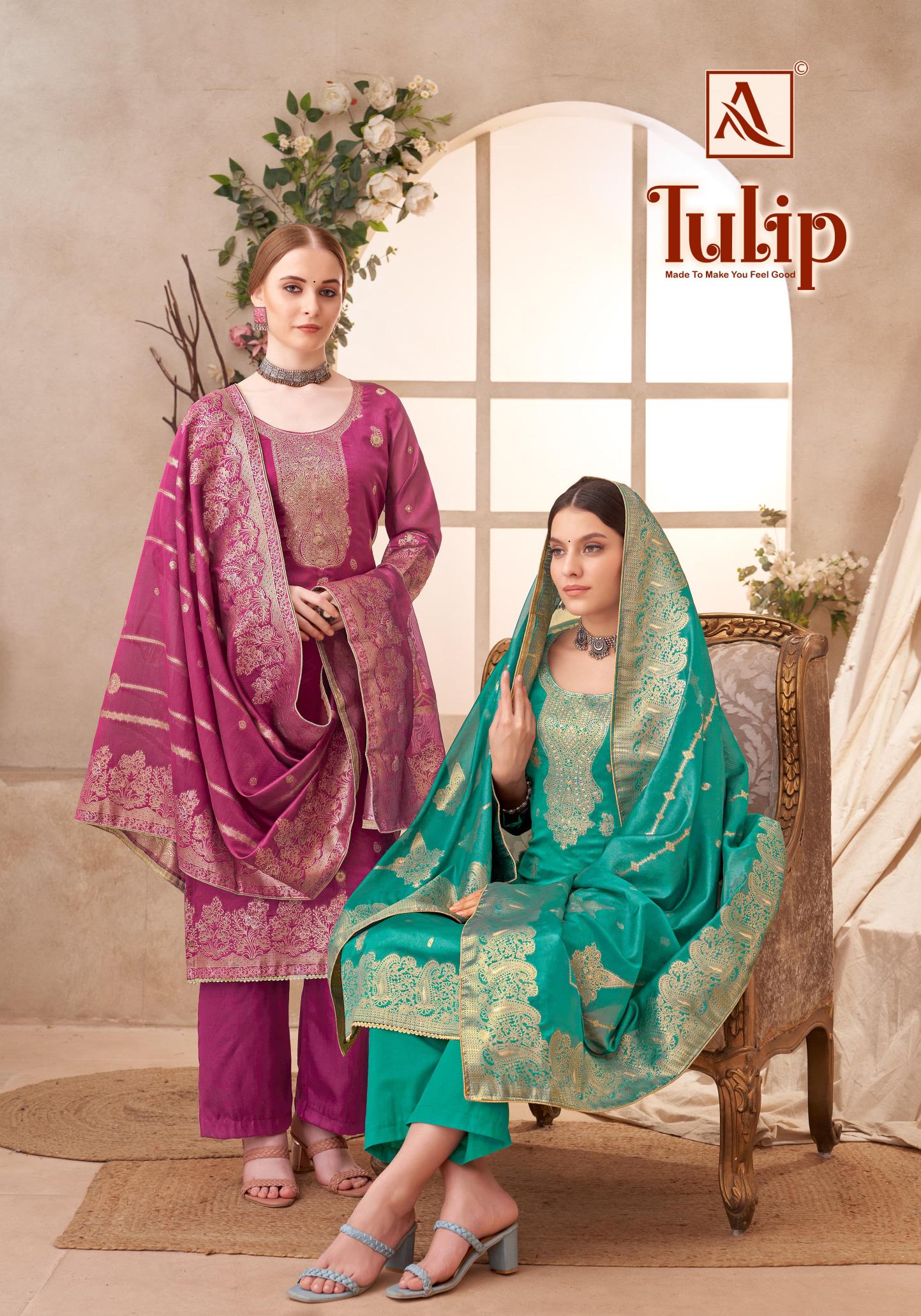 Alok Tulip Premium Weaving Jacquard Dress Material Wholesale Catalog