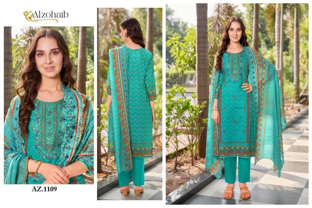 Alzohaib Az 1009 To 1011 Cotton Pakistani Suits Wholesale Catalog