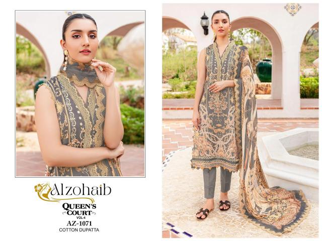 Alzohaib Queens Court Vol 4 Chiffon Dupatta original pakistani lawn suites wholesale dealer