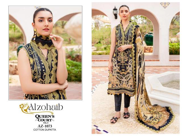 Alzohaib Queens Court Vol 4 Chiffon Dupatta original pakistani lawn suites wholesale dealer