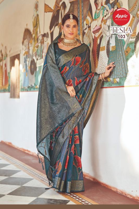 Apple Tesla Beautiful Silk Woven Saree evening sarees online india