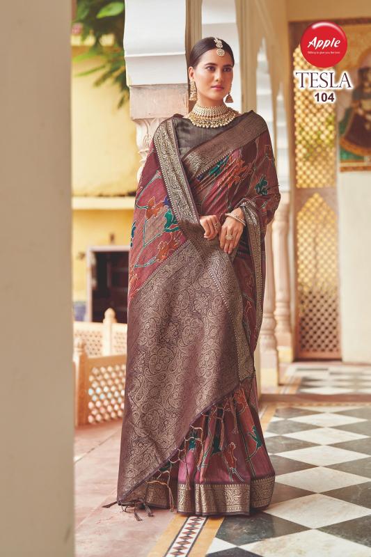 Apple Tesla Beautiful Silk Woven Saree evening sarees online india