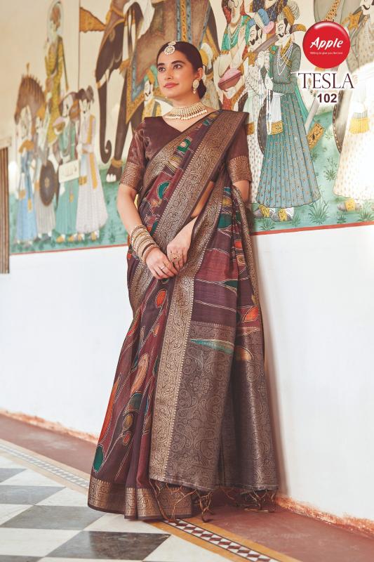 Apple Tesla Beautiful Silk Woven Saree evening sarees online india