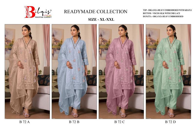 Bilqis B 72 A to D Pakistani Suits Wholesale Catalog