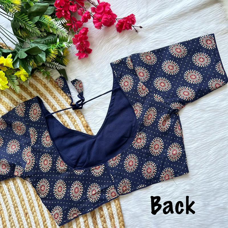 Blousewala Cotton AjrakhPrint V Neck Blouse