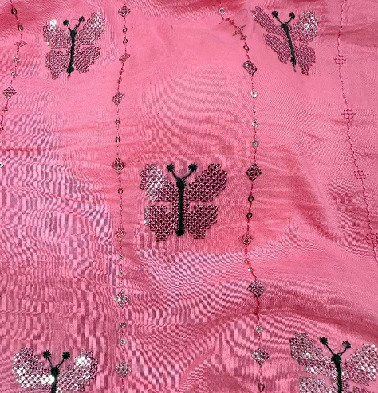 Blousewala Havy Cotton with beautiful Buterflly Seqance Embrodiary