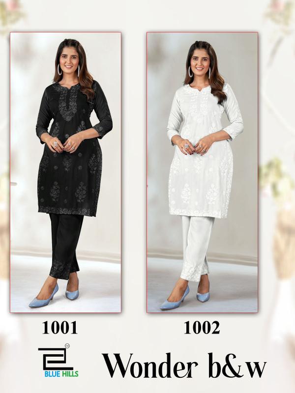 Blue Hills Wonder Black and white white kurti designer in online india