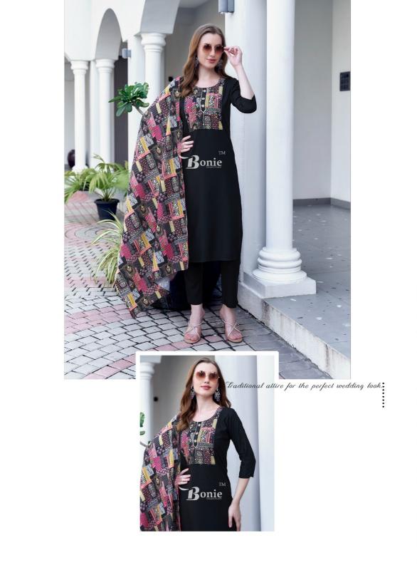 Bonie Divya Vol 1 plain black kurti online india