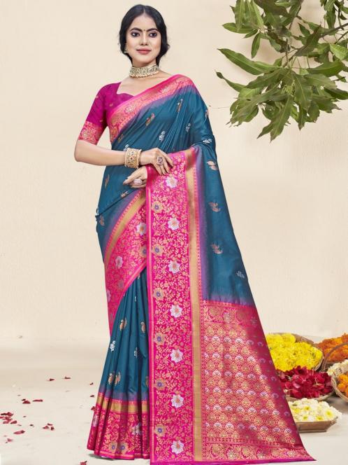 Bunawat Nirupa Silk Vol 5 royal blue silk saree online india