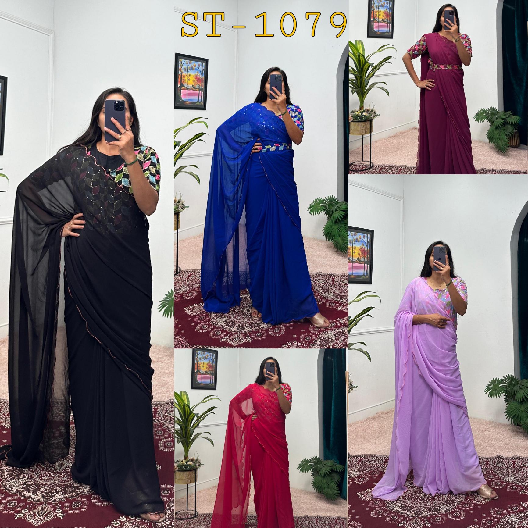 Dazira ST 1079 plain georgette sarees online india