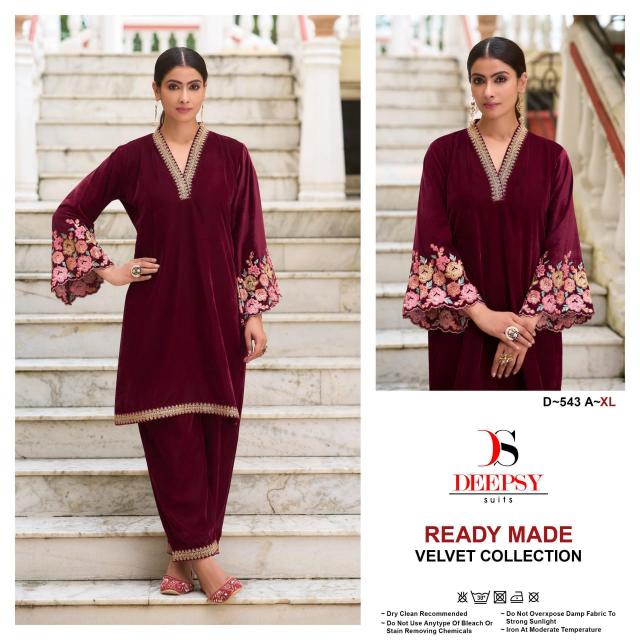 Deepsy D 543 ABCD Velvet Readymade akbar aslam wholesale pakistani suits