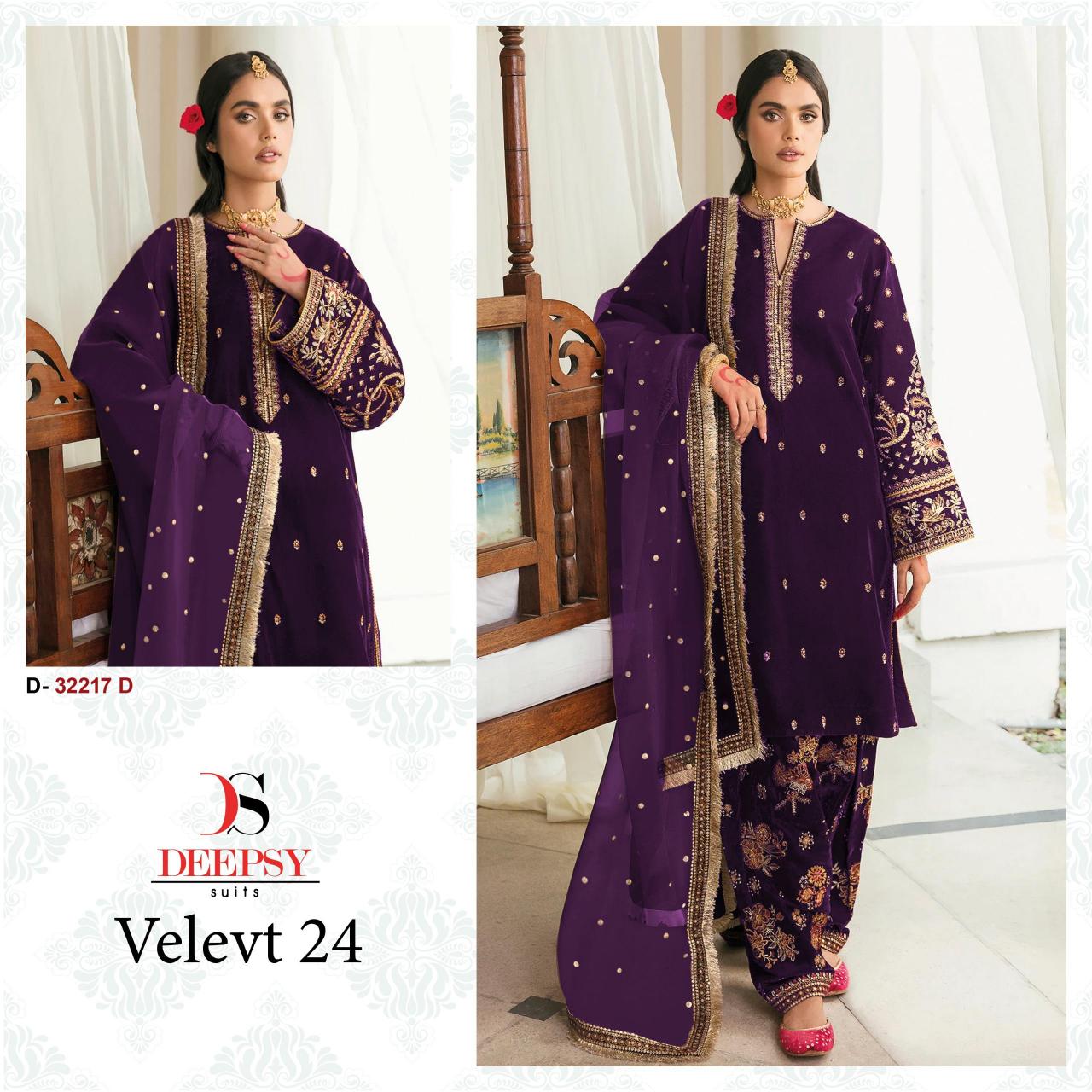 Deepsy Hit Deisgn of Velvet 24 D- 32217 Salwar Kameez Wholesale Catalog