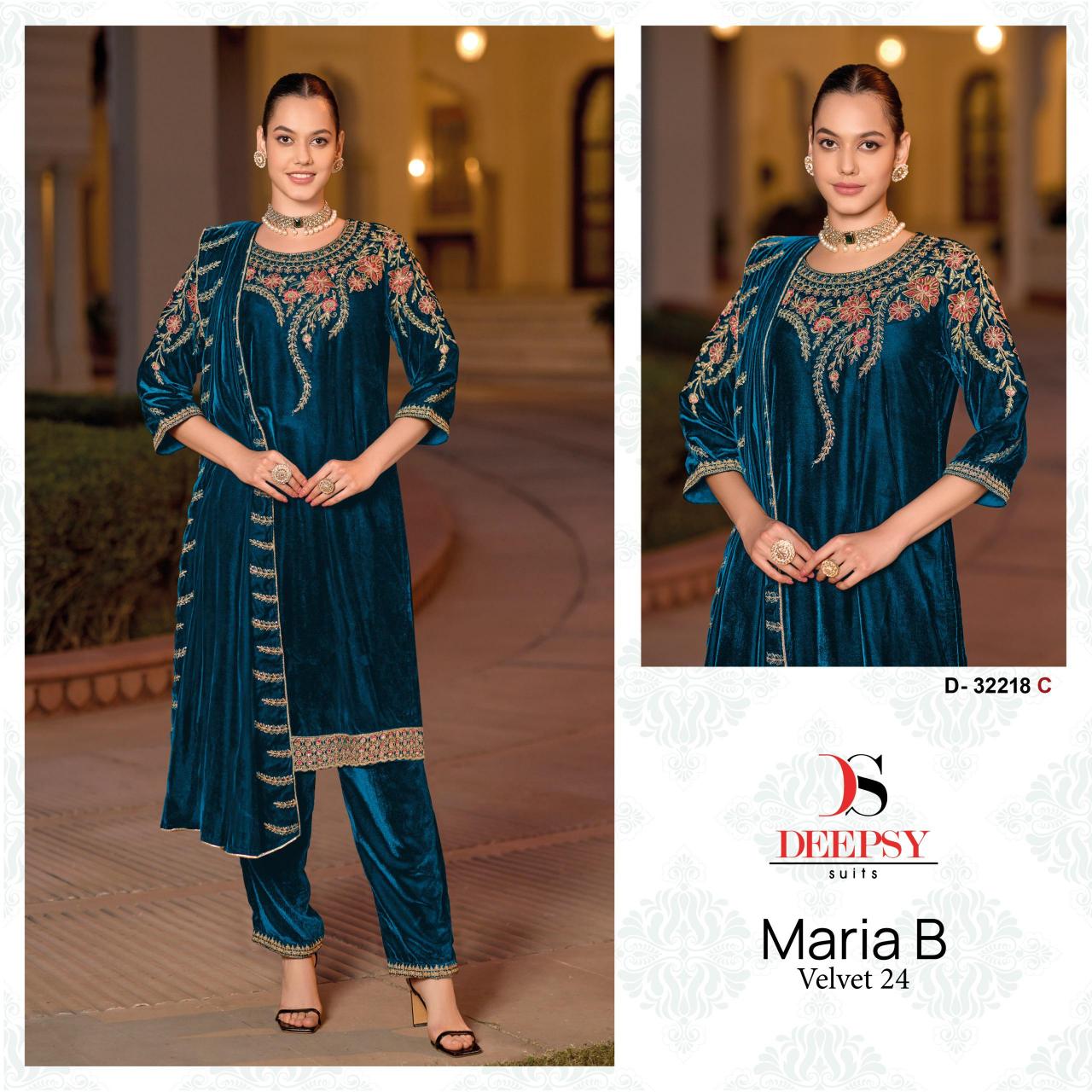 Deepsy Maria B Velevt 24 D- 32218 ABCD Velvet with heavy embroidery Salwar Kameez Wholesale Catalog