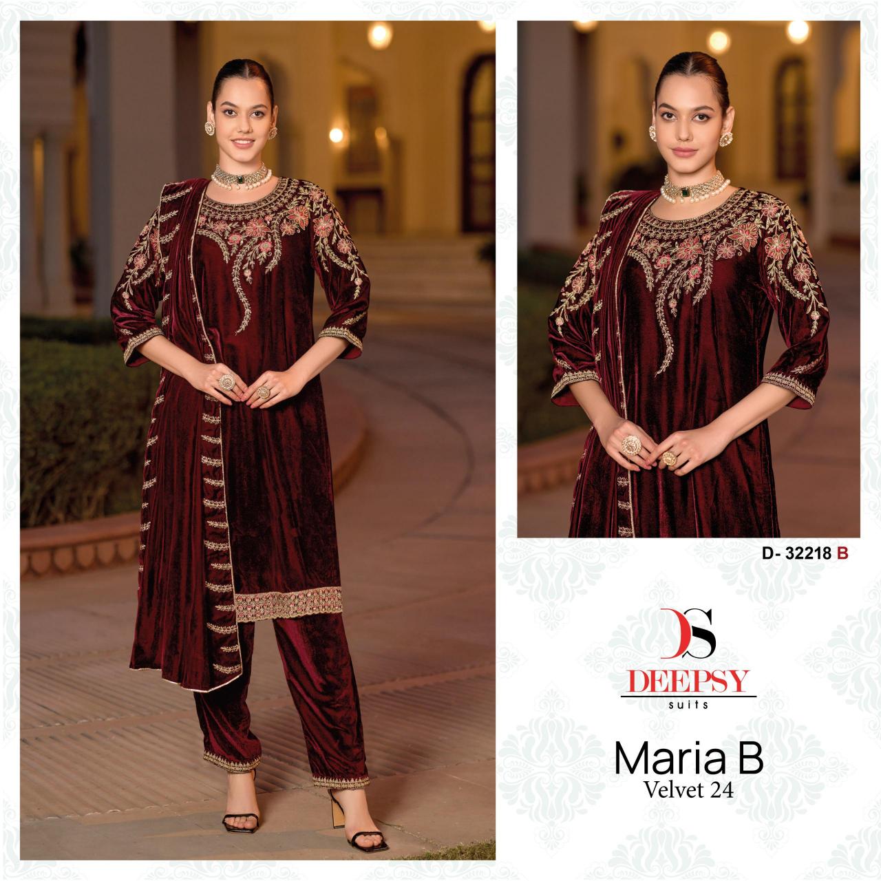 Deepsy Maria B Velevt 24 D- 32218 ABCD Velvet with heavy embroidery Salwar Kameez Wholesale Catalog