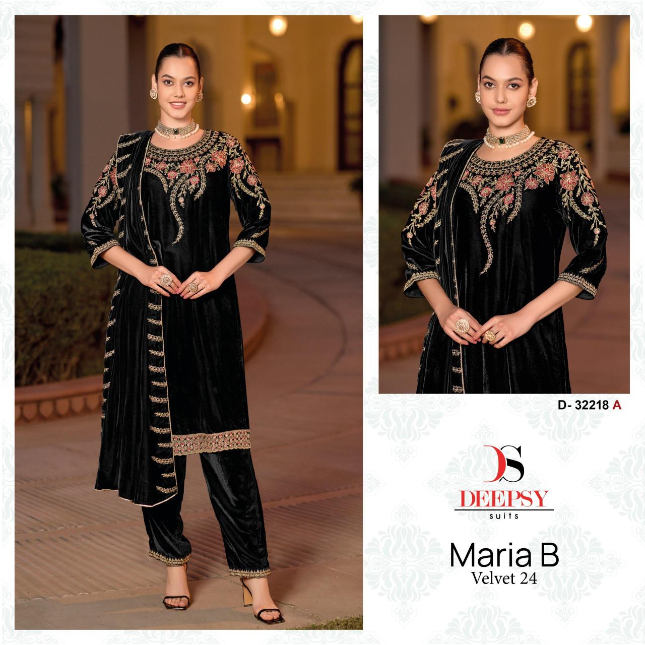 Deepsy Maria B Velevt 24 D- 32218 ABCD Velvet with heavy embroidery Salwar Kameez Wholesale Catalog