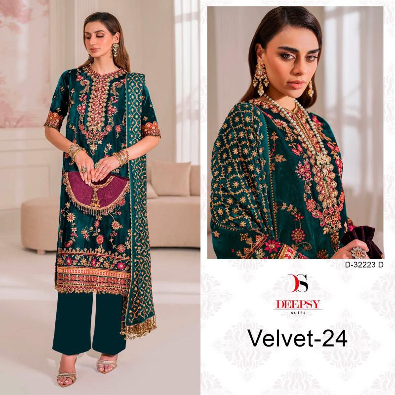 Deepsy Velvet 24 D- 32223 A To D Pakistani Suit Wholesale Catalog 