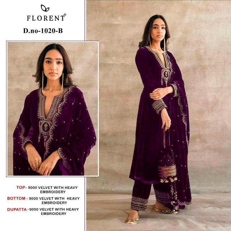 Florent 1020 ABCD Velvet salwar kameez wholesale surat