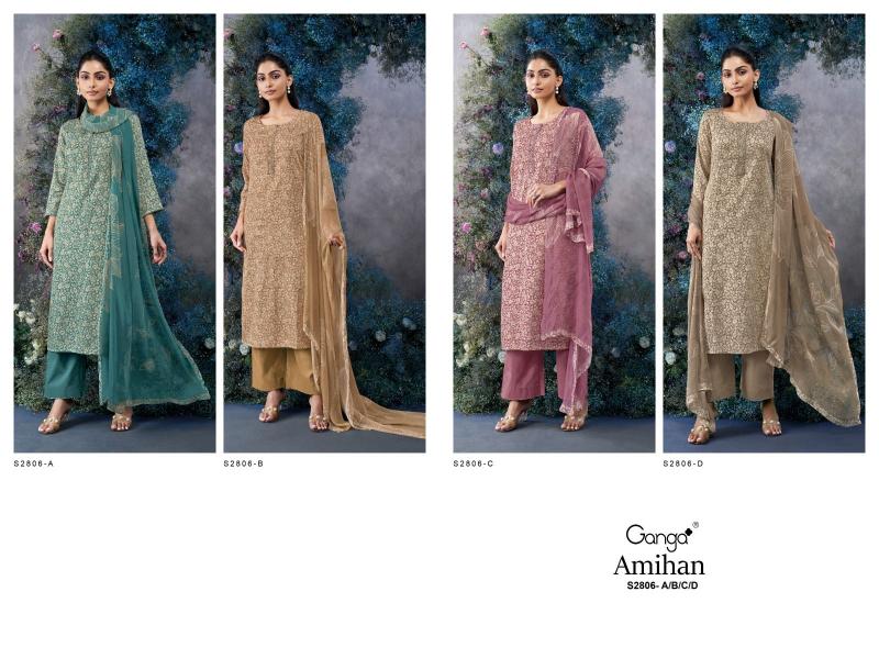 Ganga Amihan 2806 Premimum Cotton Silk Satin Salwar Kameez Wholesale Catalog  