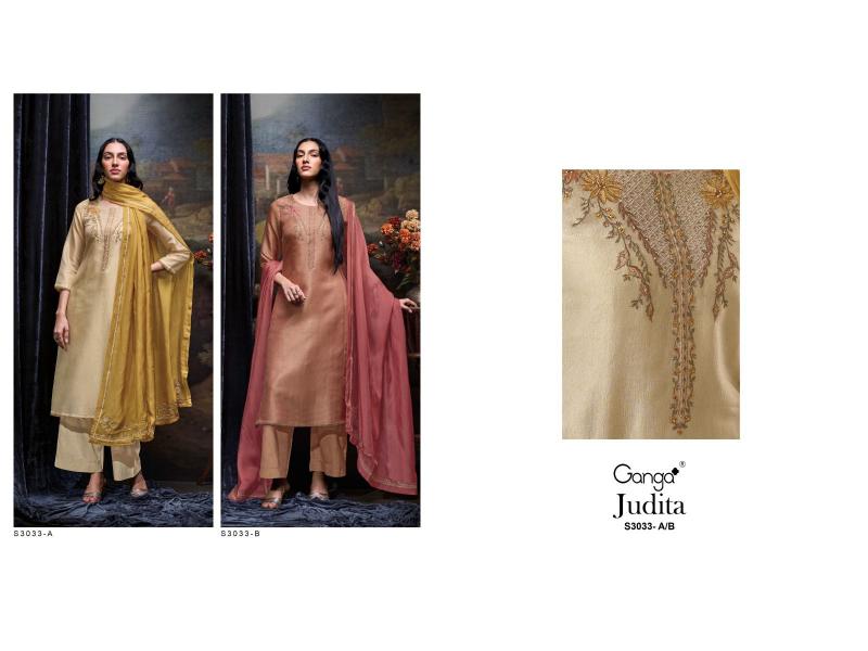 Ganga Judita 3033 Premium Pure Bemberg Silk Salwar Kameez Wholeslae Catalog