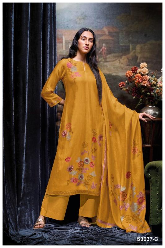 Ganga Lzabela 3037 Premium Pure Bemberg Russian Silk Salwar Kameez Wholesale Catalog