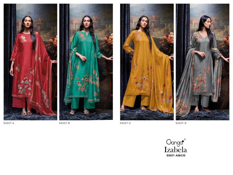 Ganga Lzabela 3037 Premium Pure Bemberg Russian Silk Salwar Kameez Wholesale Catalog