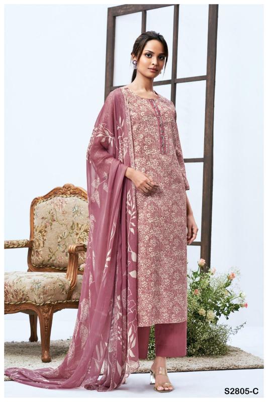 Ganga Nadia 2805 Premium Cotton Satin Salwar Kameez Wholesale Catalog