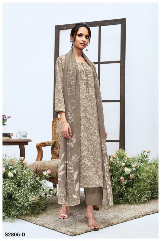 Ganga Nadia 2805 Premium Cotton Satin Salwar Kameez Wholesale Catalog