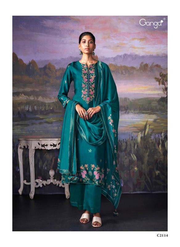 Ganga Serenity Premium Pure Bemberg Russian Silk Salwar Kameez Wholesale Catalog