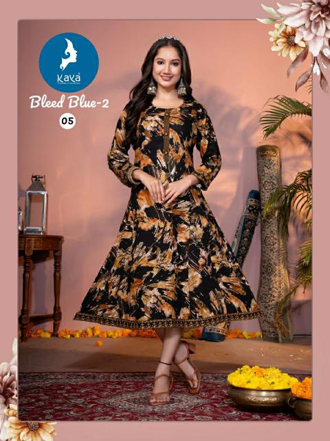 Kaya Bleed blue Vol 2 long pakistani kurtis online india