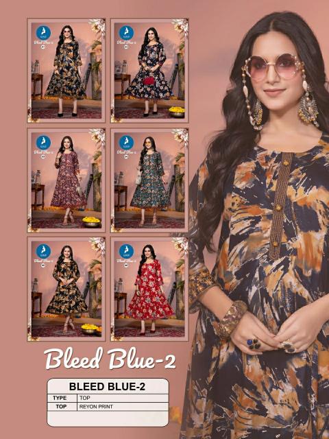 Kaya Bleed blue Vol 2 long pakistani kurtis online india