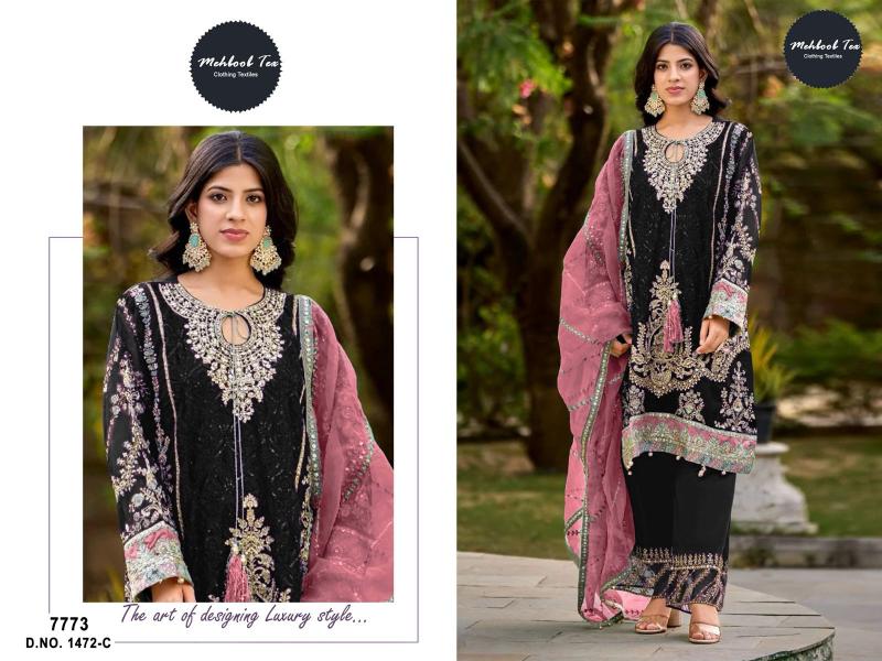 Mehboob Tex 7773 A To D Organza wholesale pakistani salwar suits