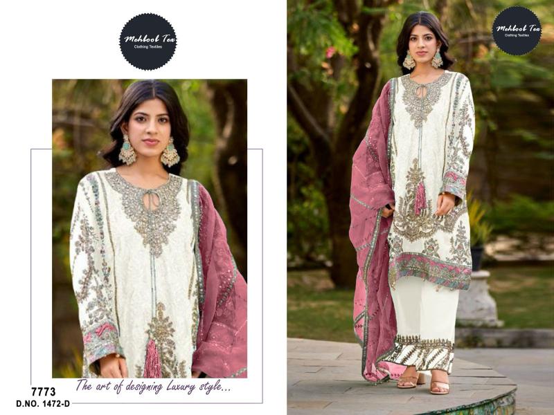 Mehboob Tex 7773 A To D Organza wholesale pakistani salwar suits