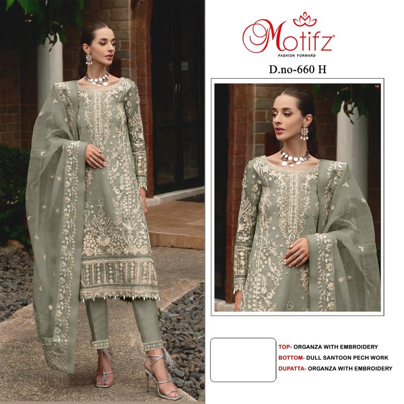 Motifz 660 EFGH Organza pakistani suit wholesale and lots