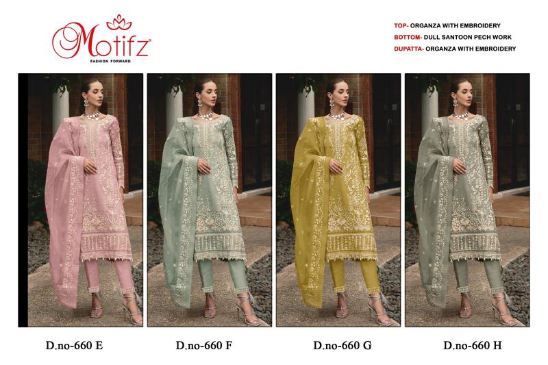 Motifz 660 EFGH Organza pakistani suit wholesale and lots