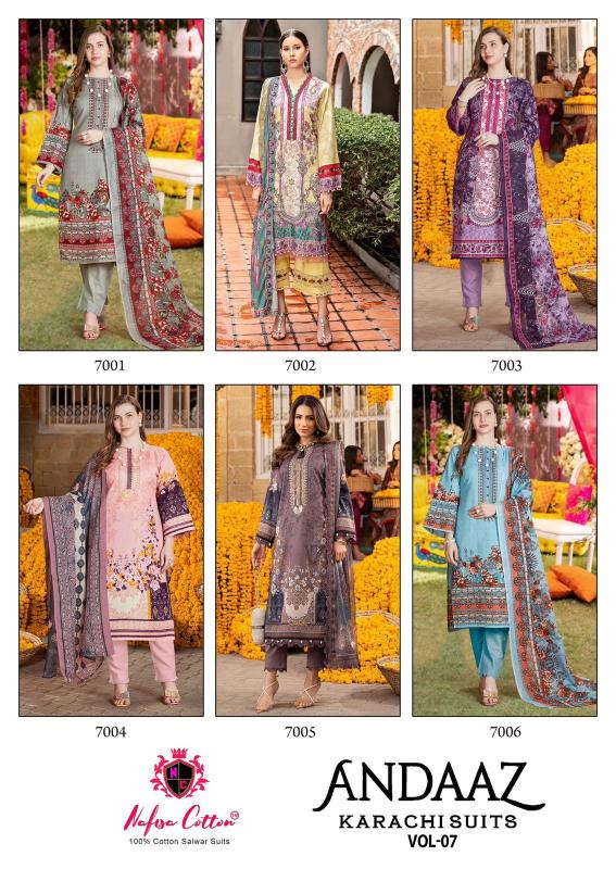 Nafisa Andaaz Vol 7 Cotton Digital Pakistani Suit Wholesale Catalog