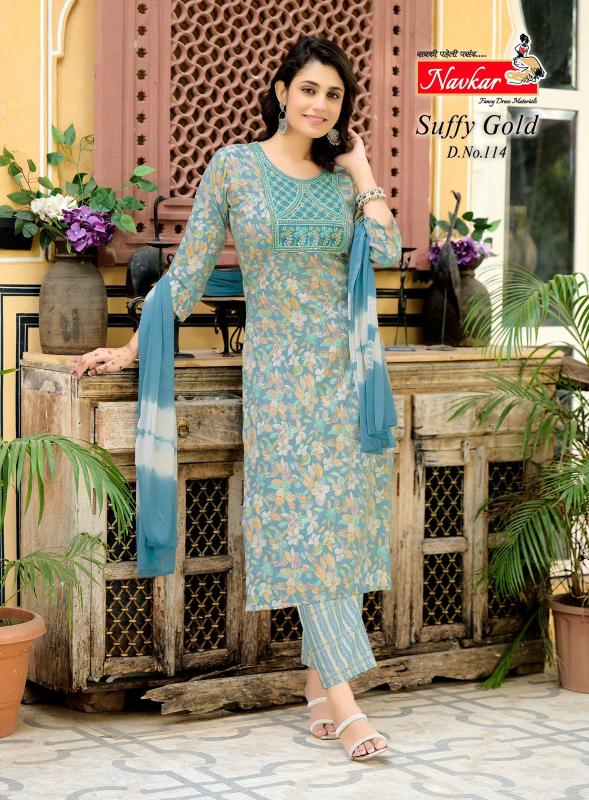 Navkar Suffy Gold 11 Rayon Foil Printed Kurti Wholesale Catalog